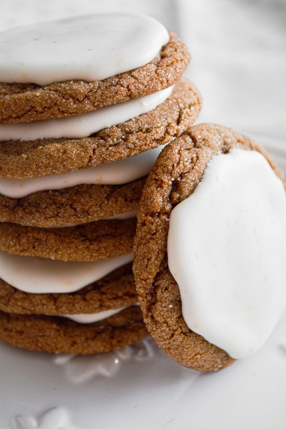 Ginger molasses cookies with lemon icing.