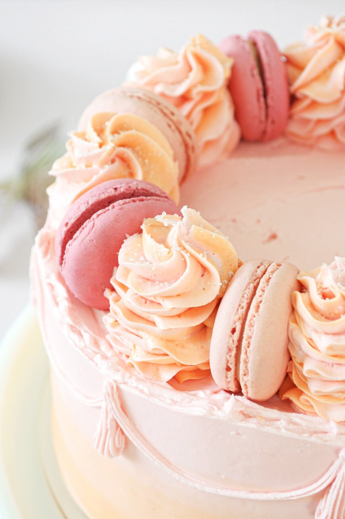 Watercolor Buttercream Cake with French Macarons - Curly Girl Kitchen