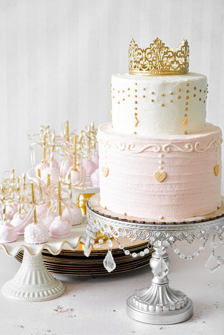 Pink and Gold Princess Party Cake - Curly Girl Kitchen
