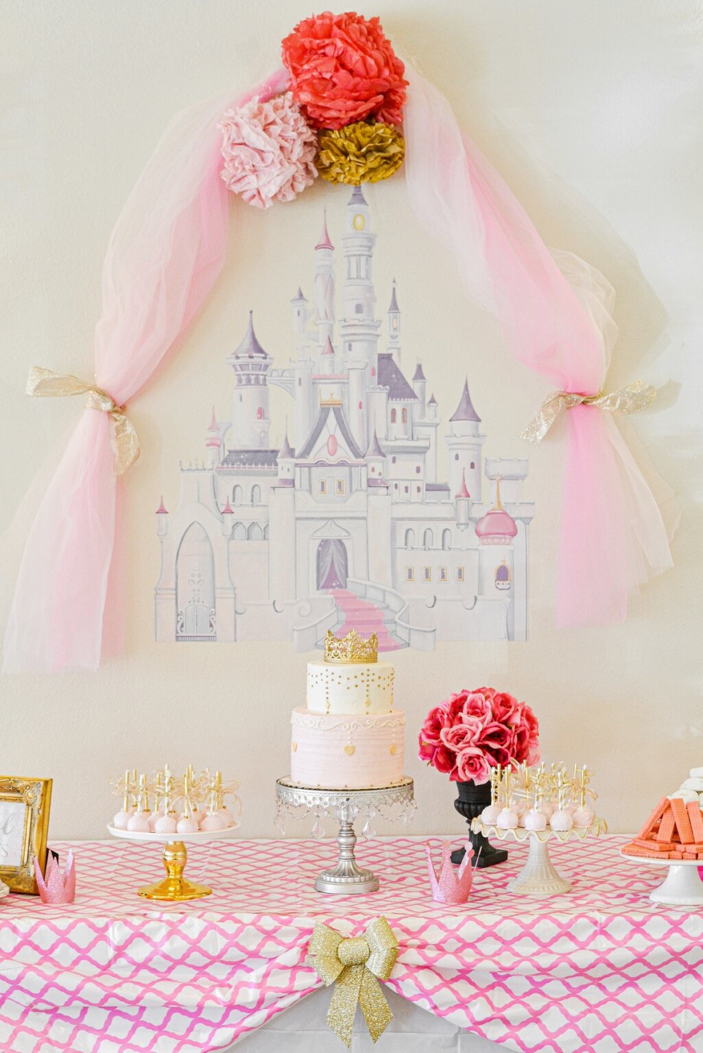 Pink and Gold Princess Party Cake - Curly Girl Kitchen