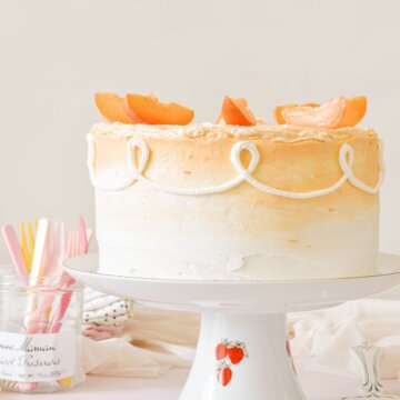 Apricot almond cake, topped with fresh apricot slices.