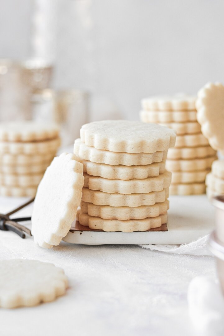 A stack of shortbread cookies.