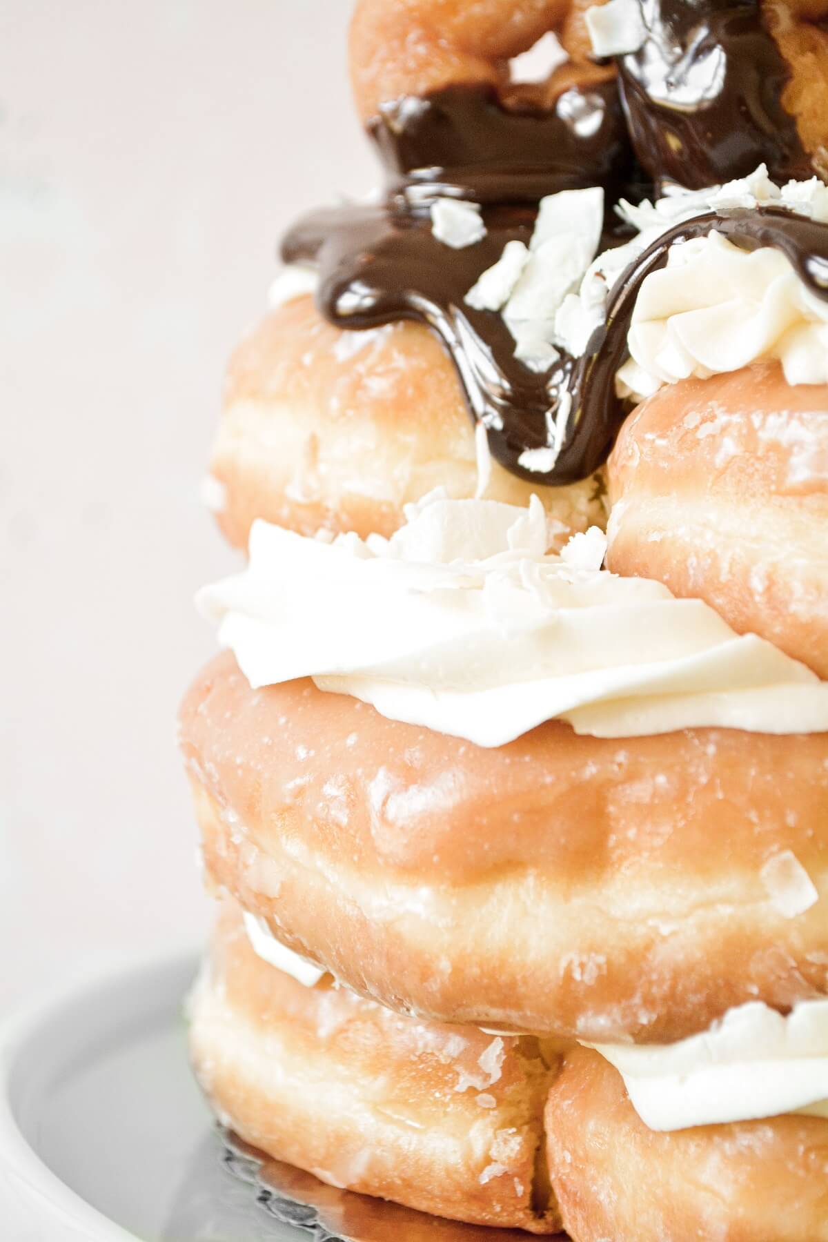 Closeup of a doughnut cake.