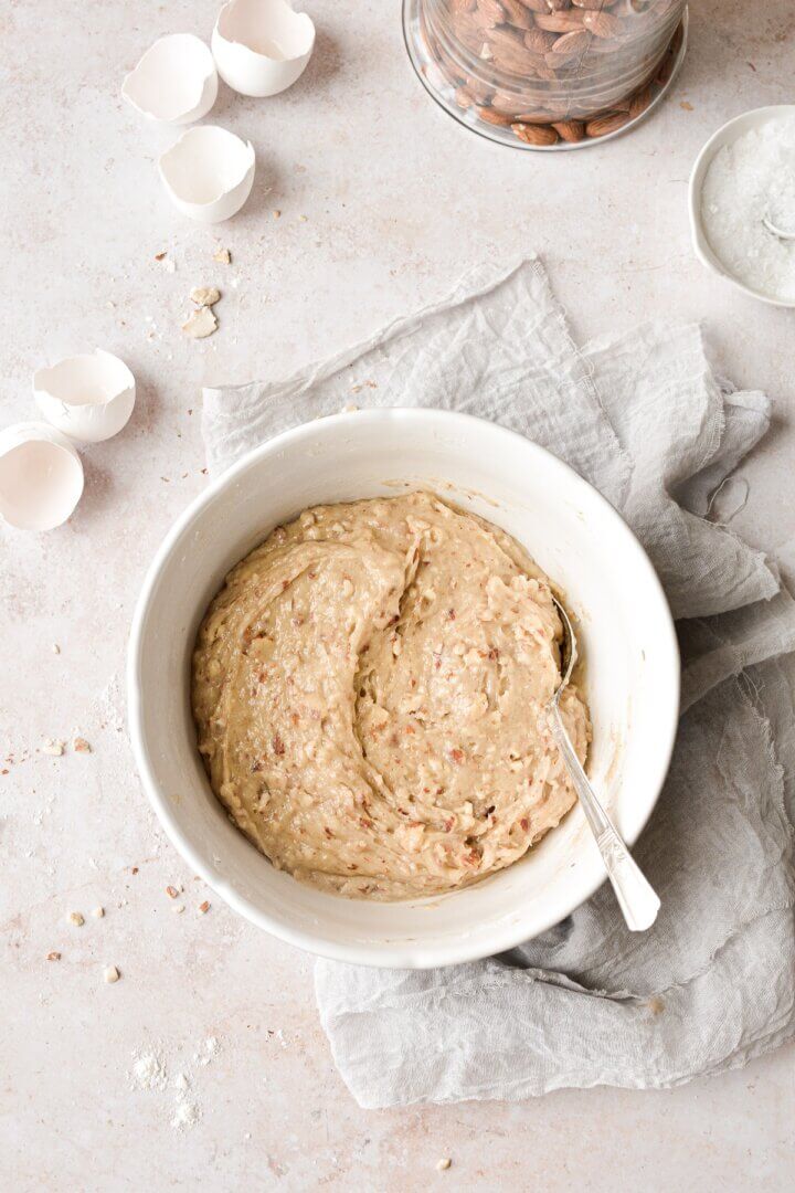 Almond biscotti dough in a bowl.