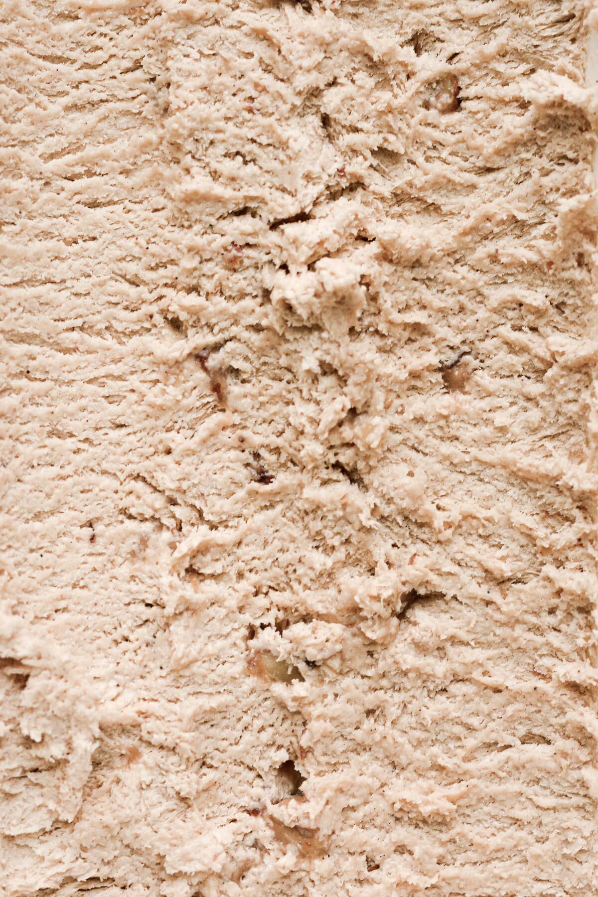 Closeup of apple butter toffee crunch ice cream.