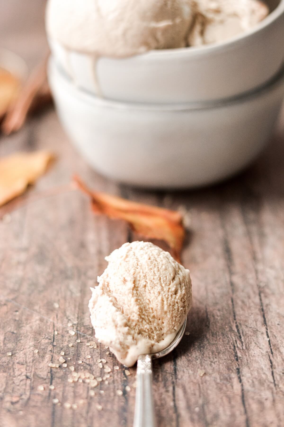 A spoonful of apple butter ice cream.