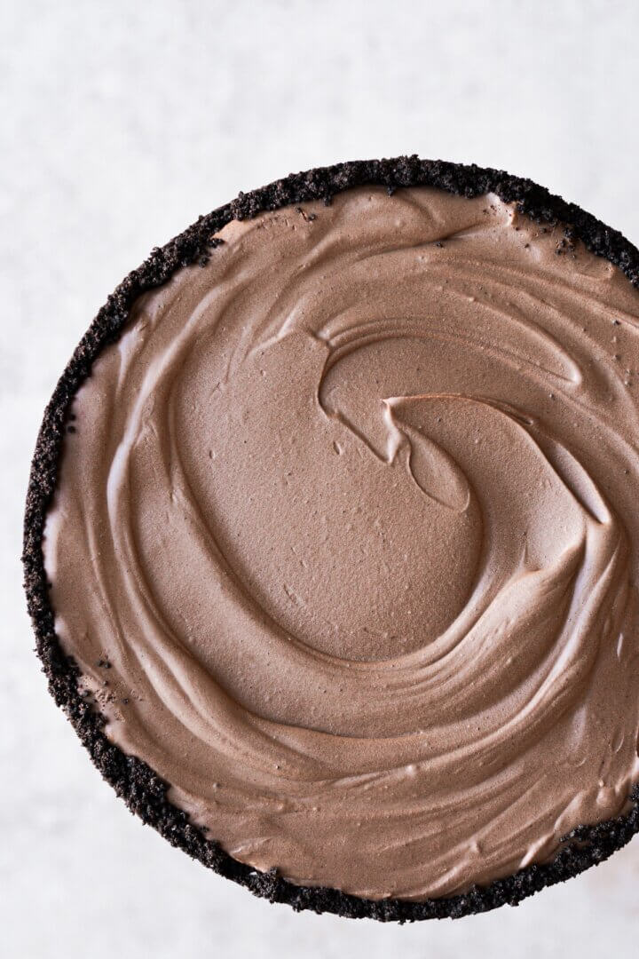 Chocolate cheesecake in a chocolate crust.