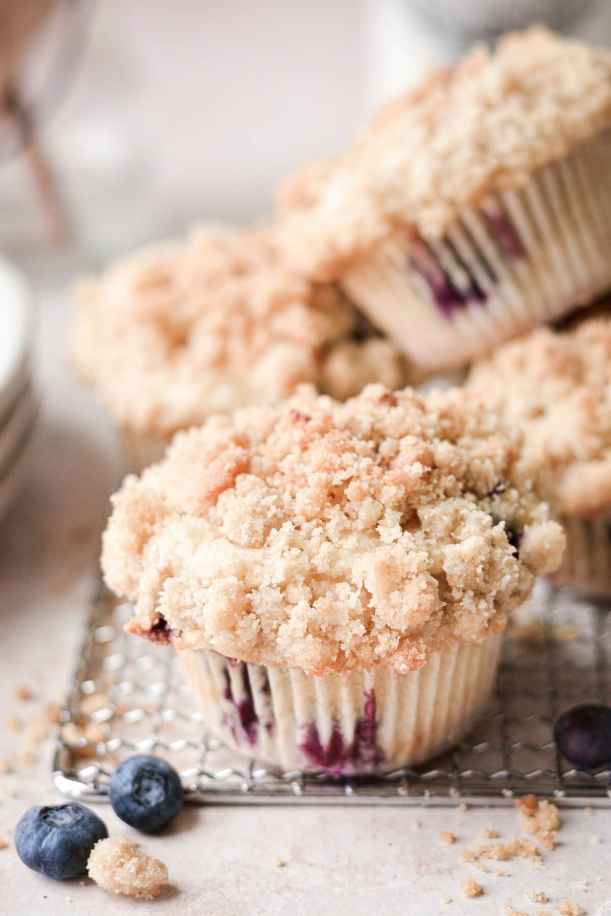 High altitude blueberry crumb muffins.
