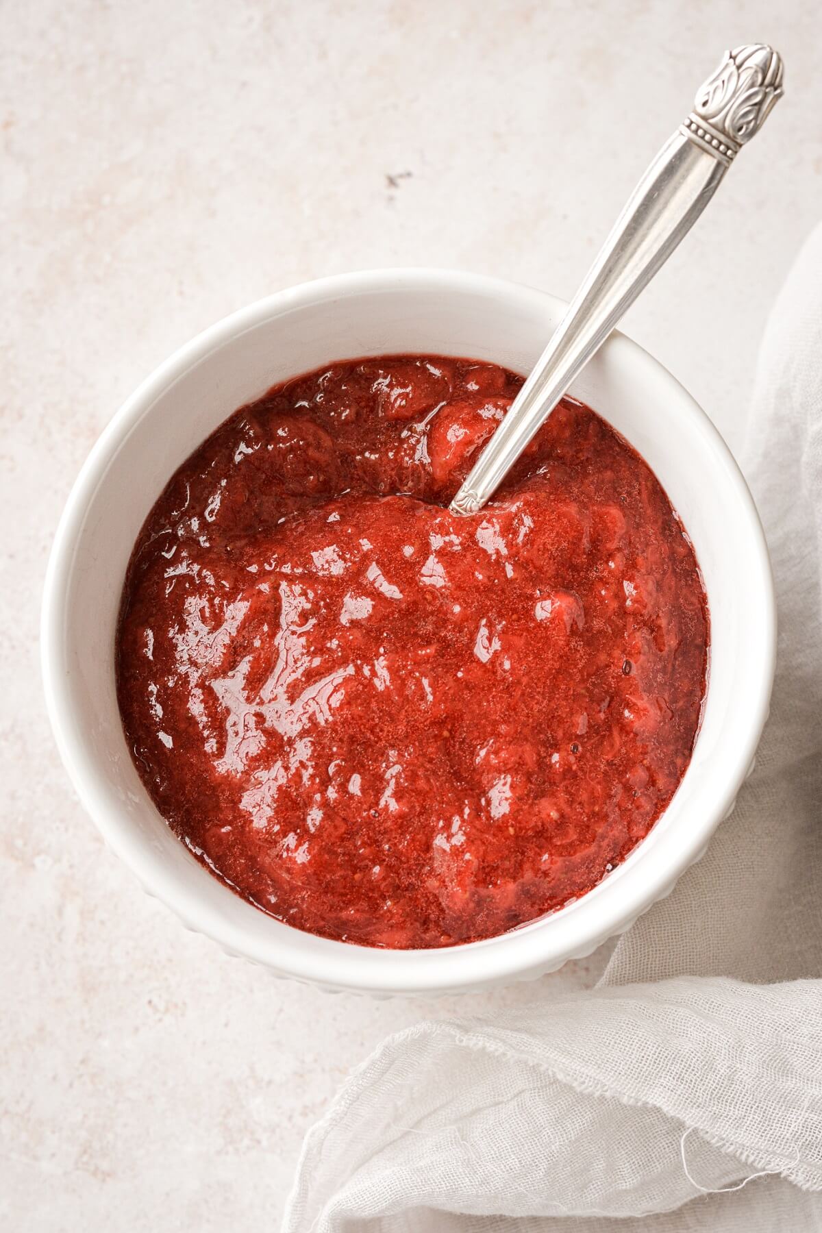 Bowl of strawberry compote.