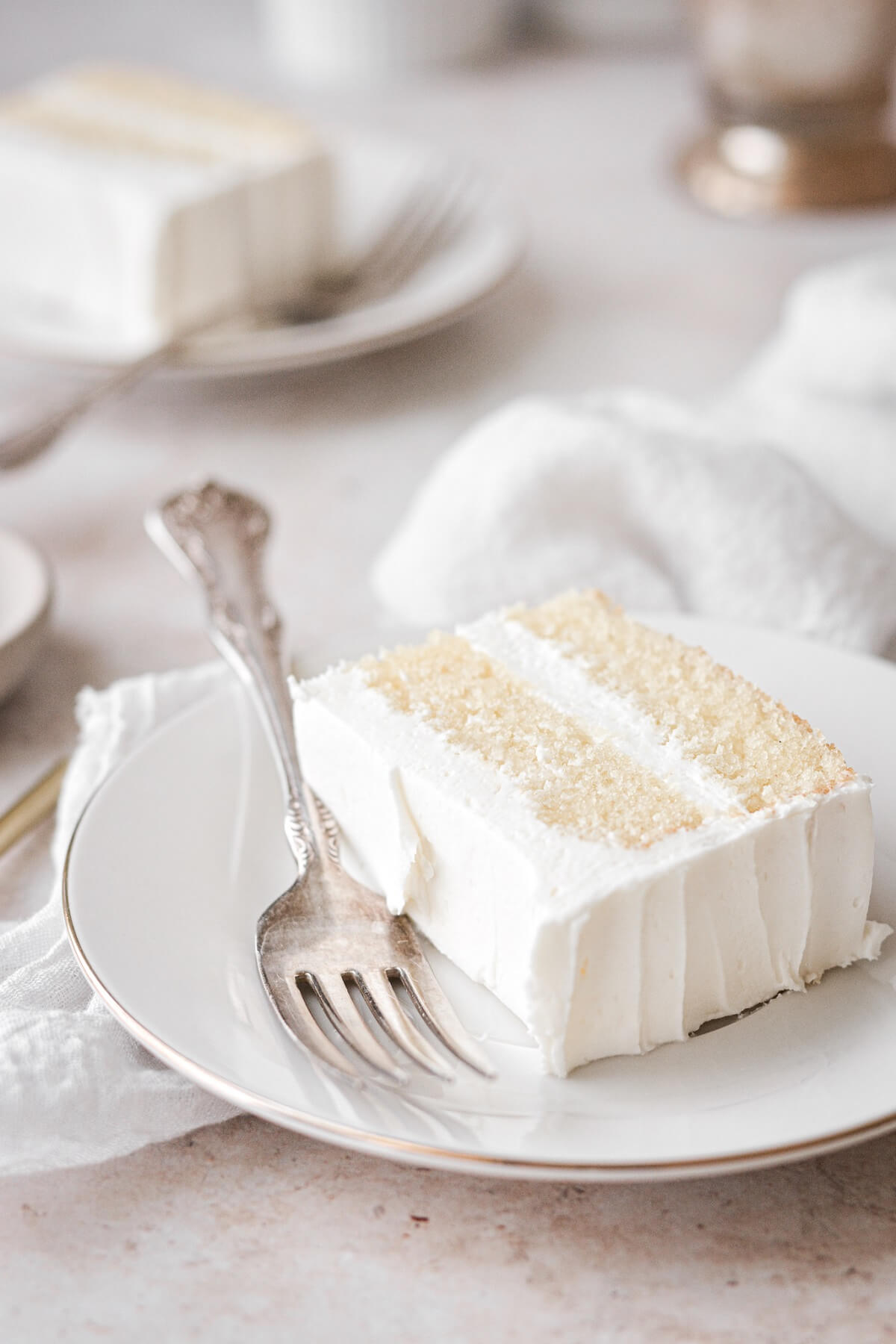 A piece of a mini vanilla cake for two.