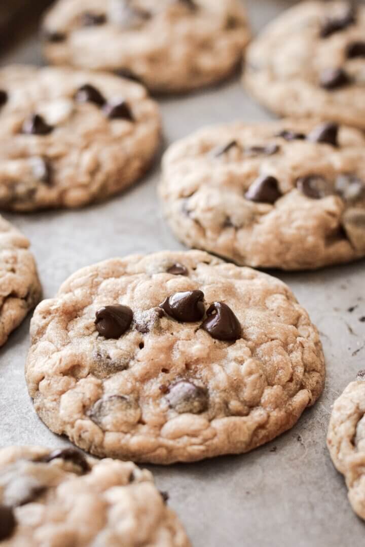 Just baked oatmeal chocolate chip cookies.