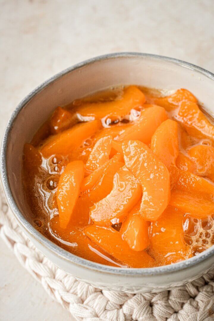 Apricots simmered in sugar for a filling.