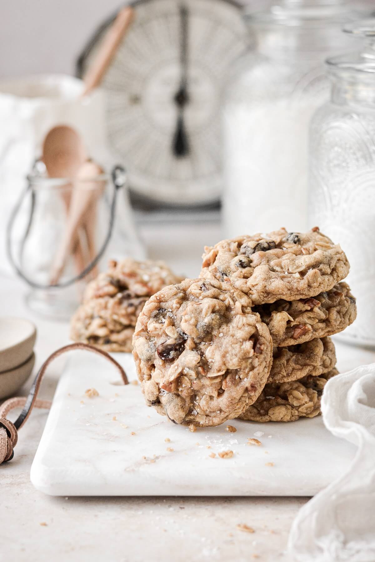 Soft and chewy high altitude brown butter oatmeal raisin cookies.