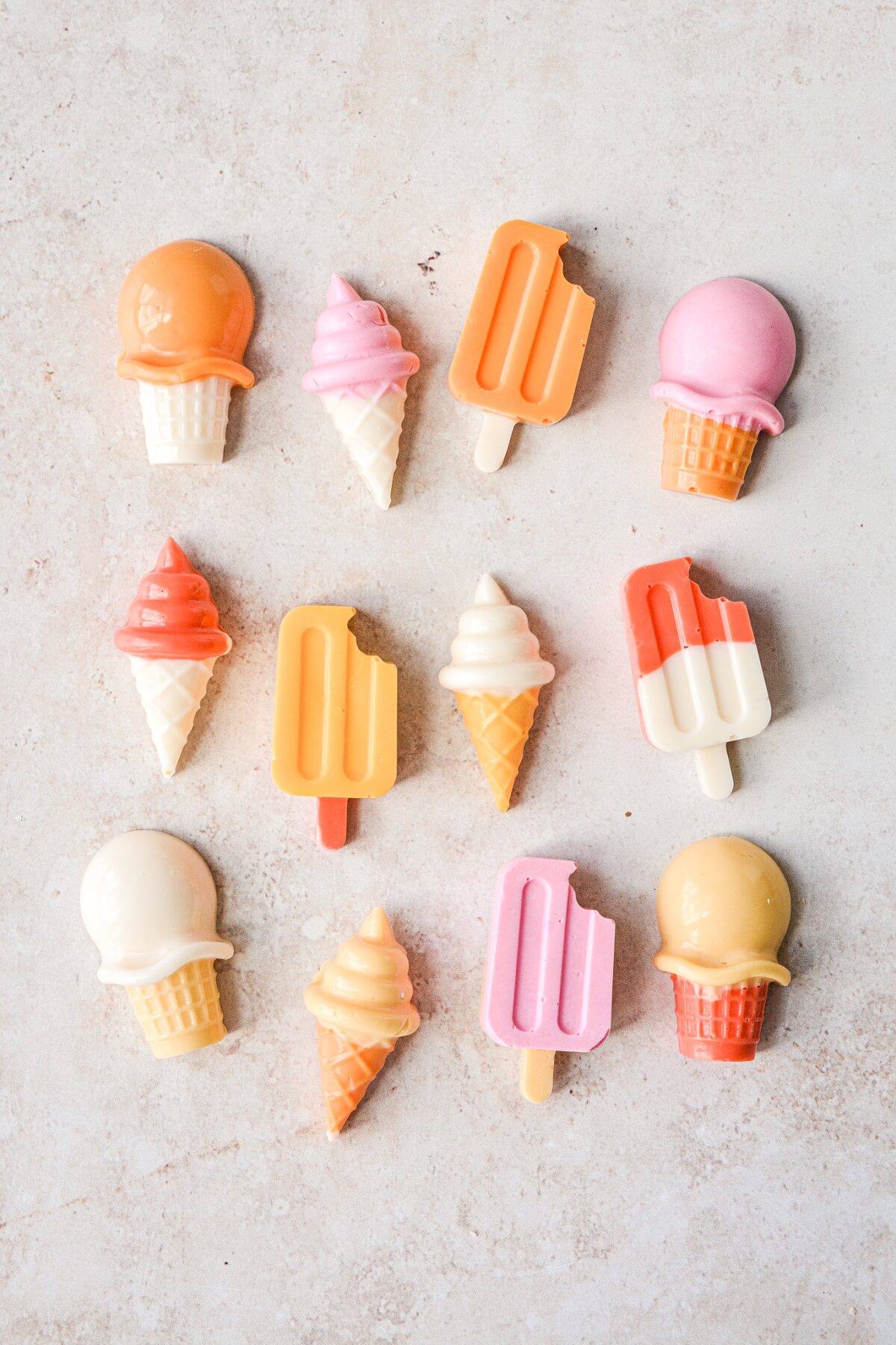Candy melt ice cream cone cupcake toppers.