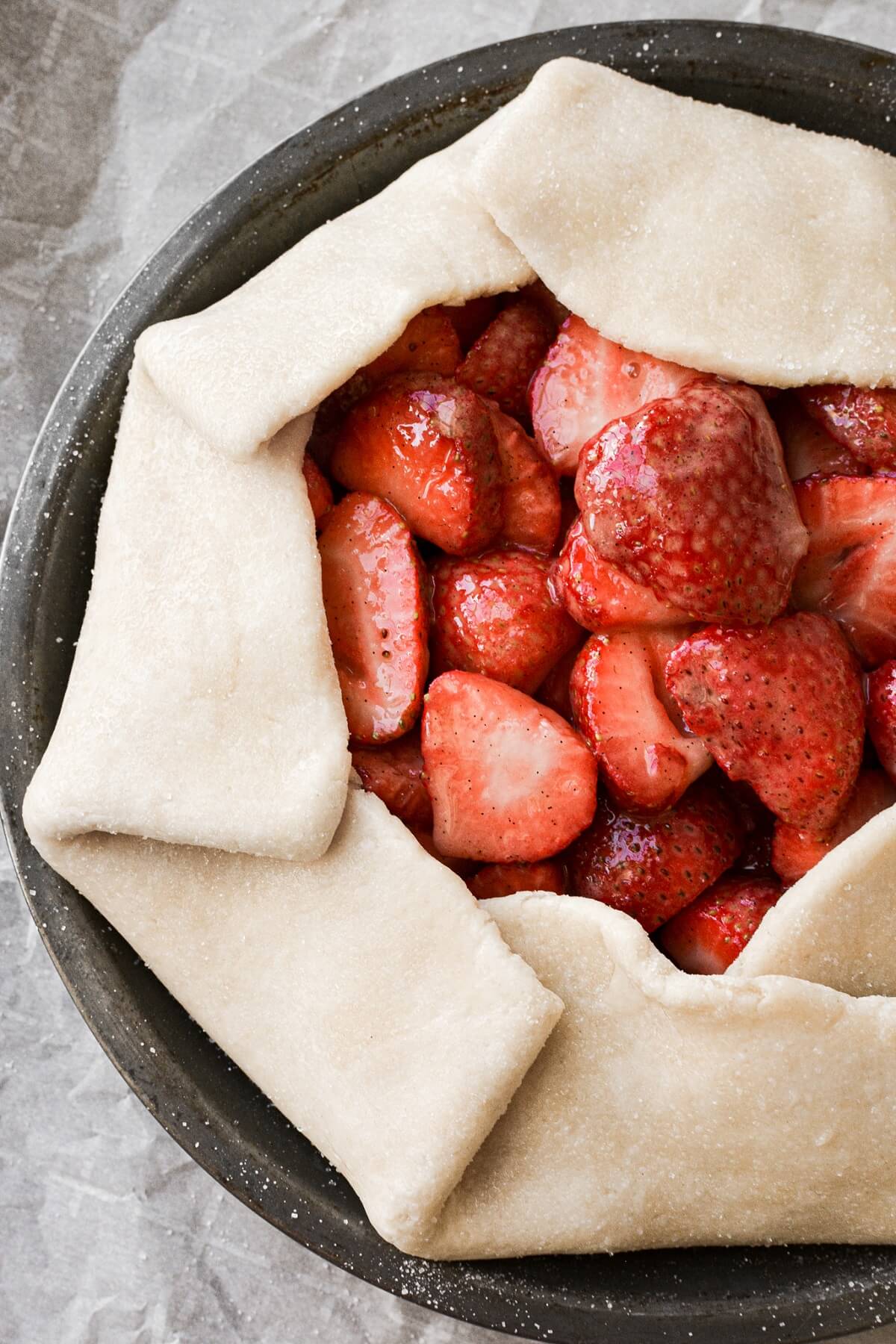 Strawberry galette ready to be baked.
