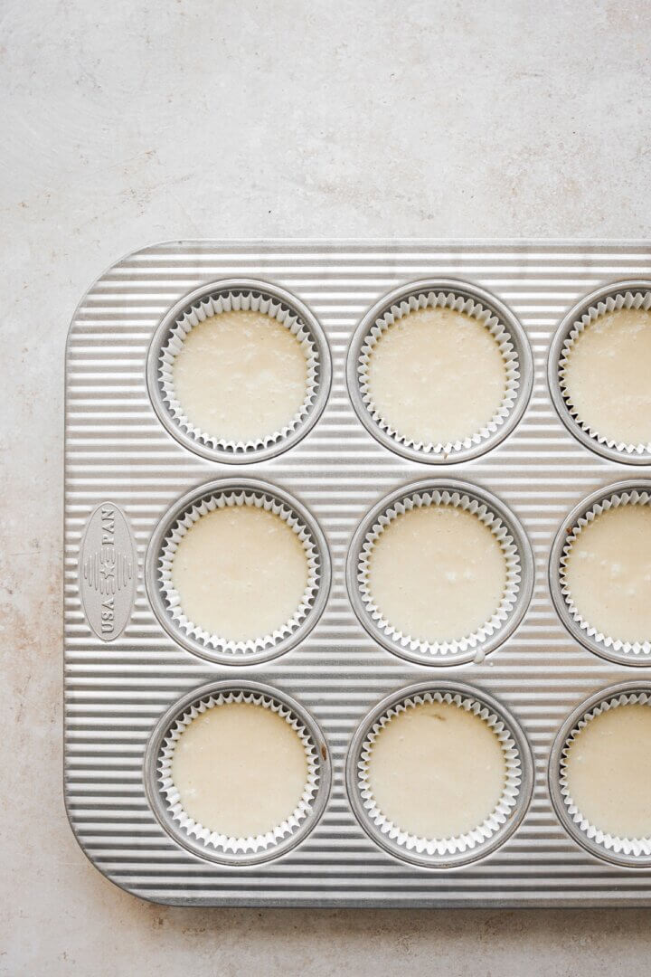 Almond cupcakes ready to be baked.