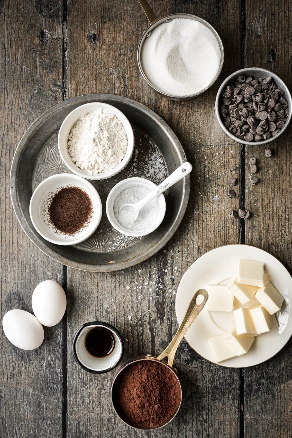 Ingredients for making high altitude fudge brownies.