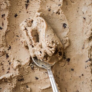 Spoonful of peanut butter mocha chip no churn ice cream.