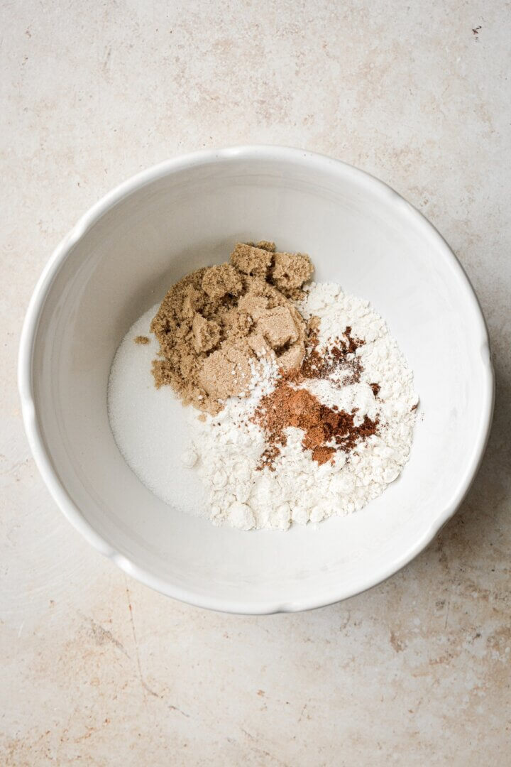 Bowl of ingredients for crumb topping.