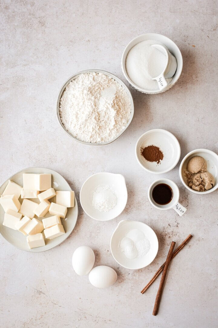 Ingredients for making snickerdoodles.