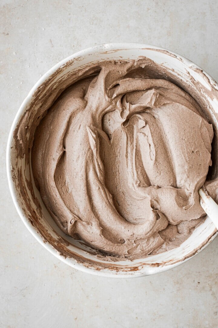 Step 3 for making chocolate hazelnut ice cream.