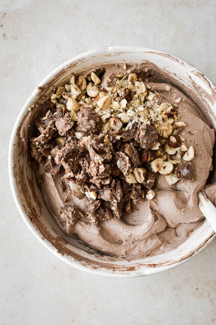 Step 5 for making chocolate hazelnut ice cream.