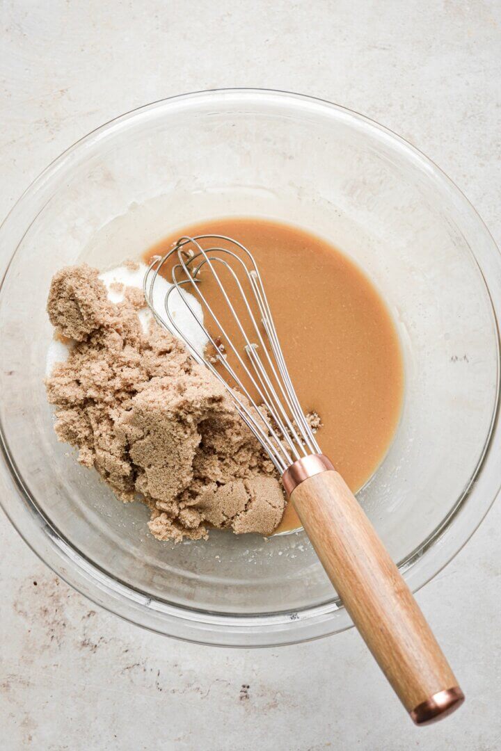 Step 4 for making peanut butter blondies.
