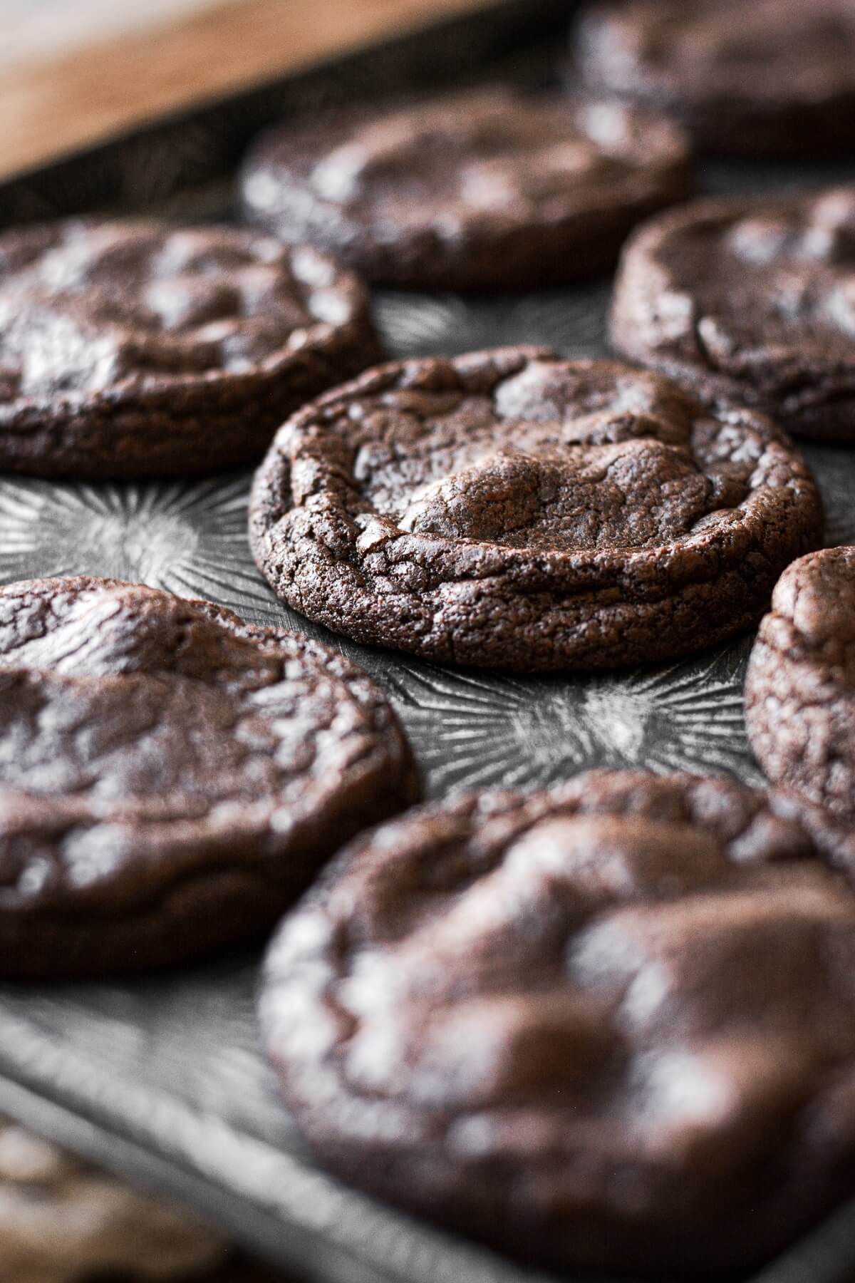Just baked chocolate brownie cookies.