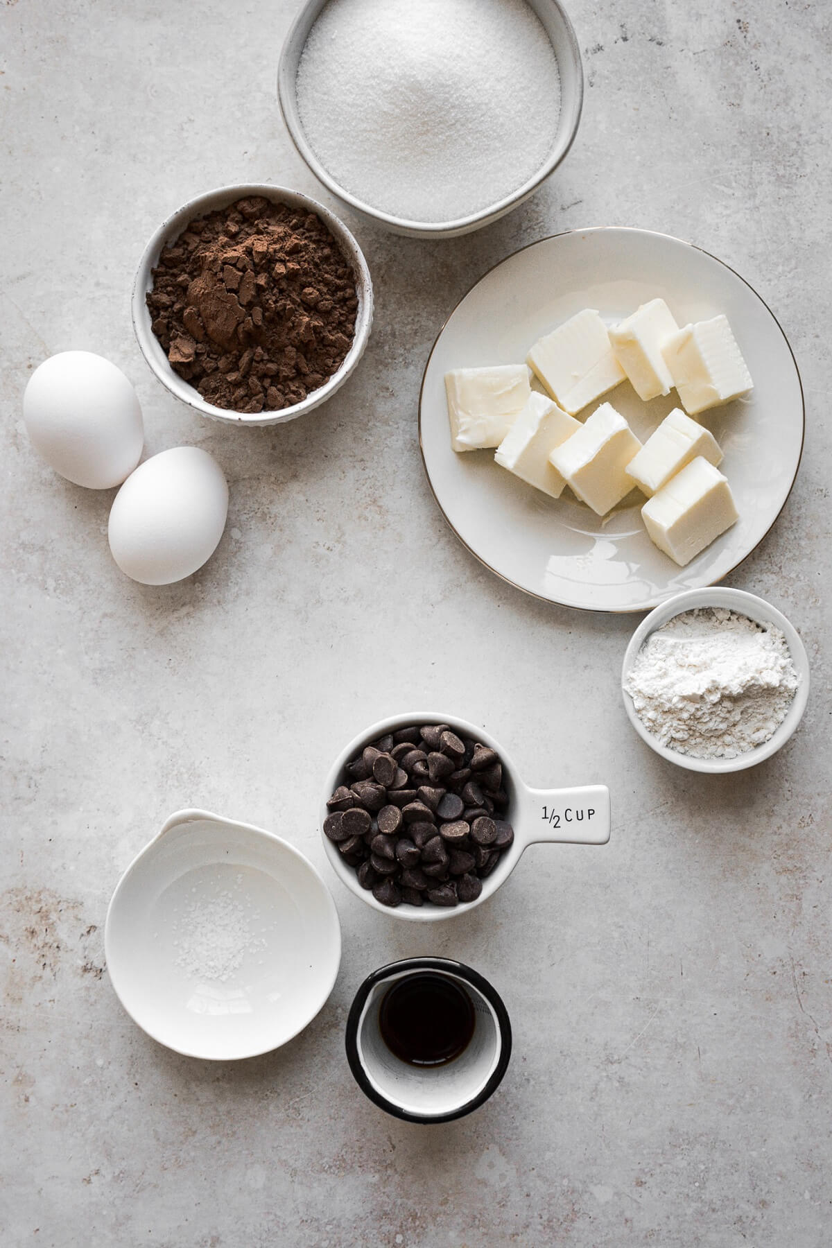 Ingredients for making fudge brownies.