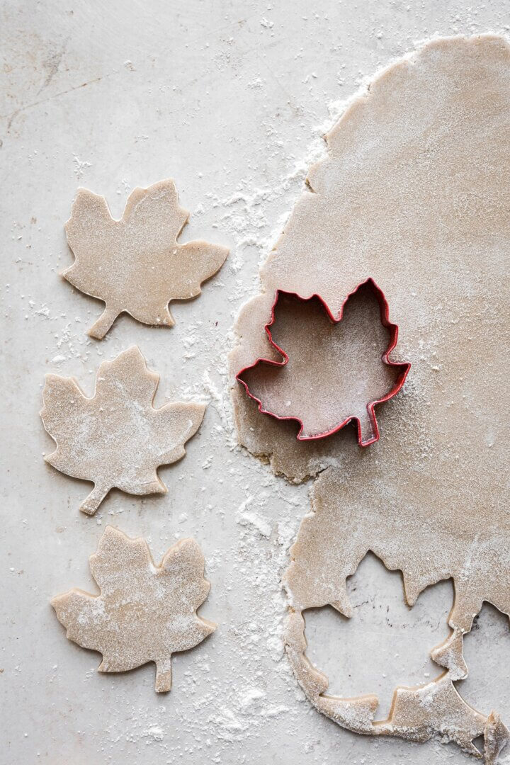 Step 4 for making maple leaf cut out cookies.