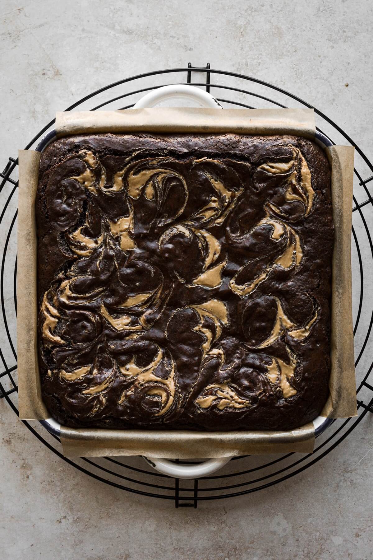 Step 7 for making peanut butter swirl brownies.