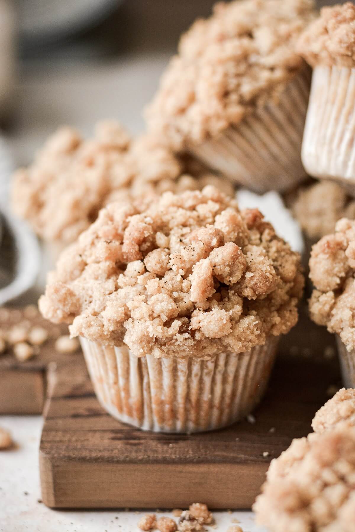 Pear muffins with streusel crumble.