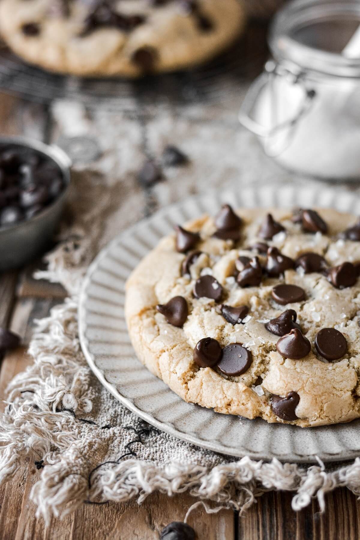 A big chocolate chip cookie for two.