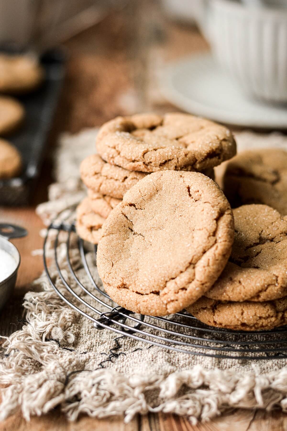 Stack of ginger molasses cookies.