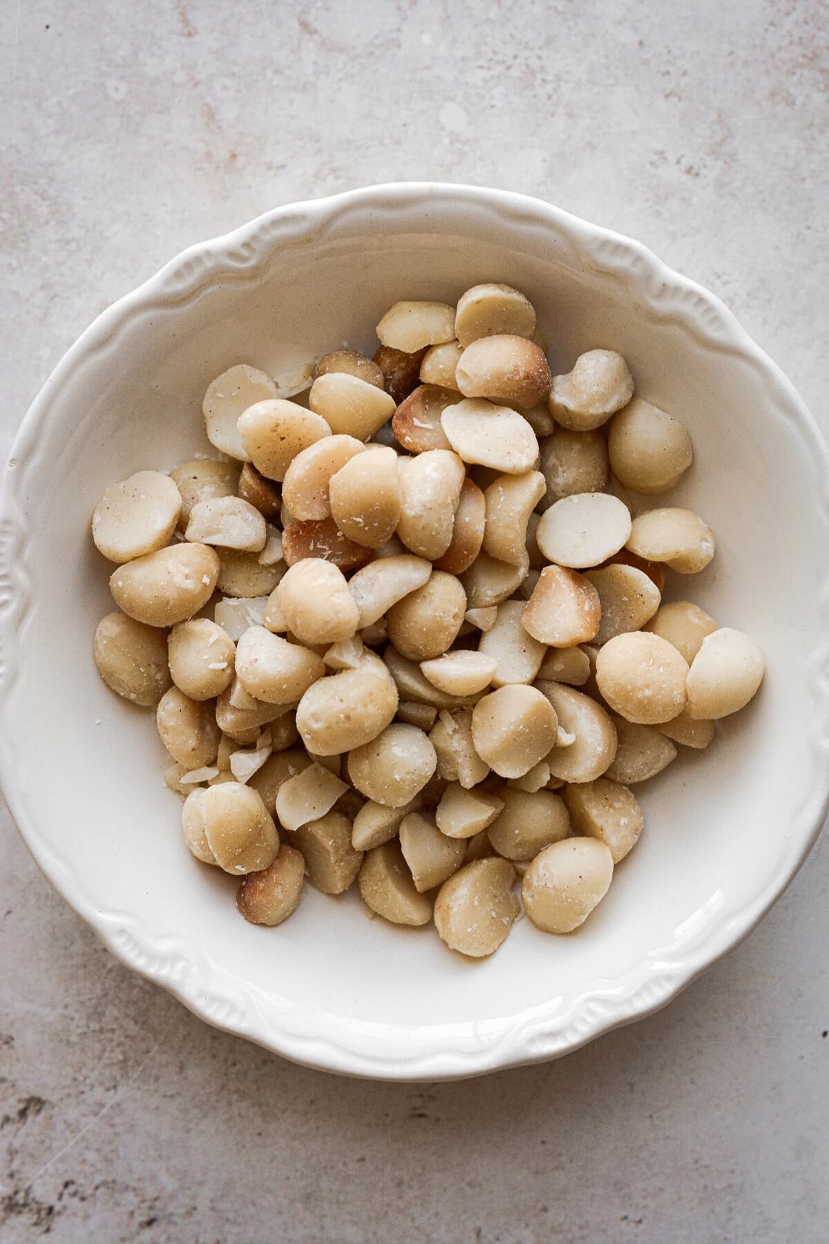 Bowl of macadamia nuts.