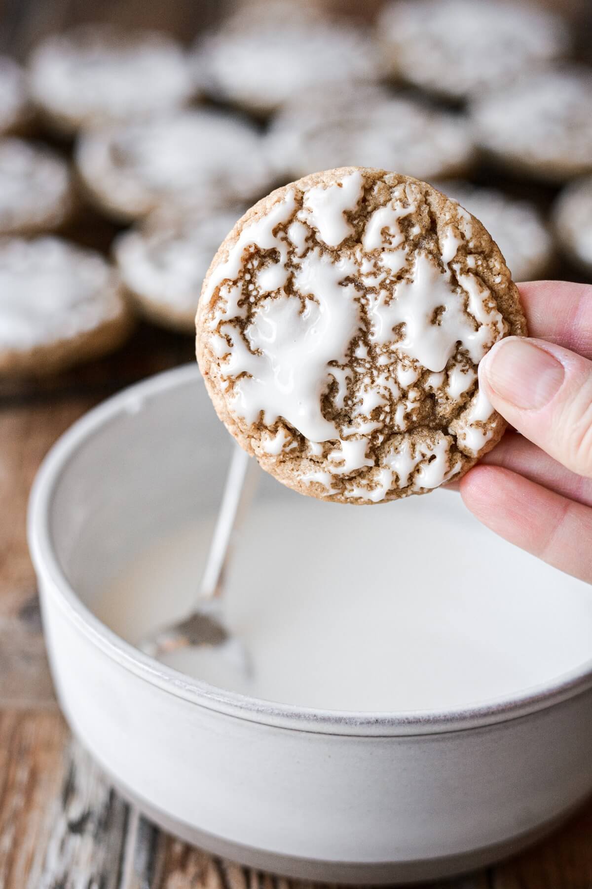 Old fashioned iced oatmeal cookie.