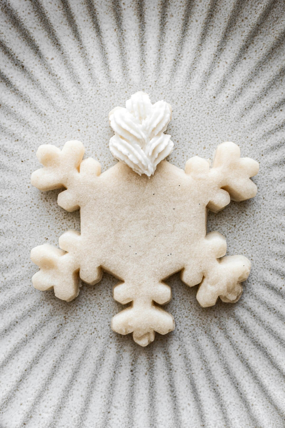Step 4 for decorating snowflake sugar cookies.