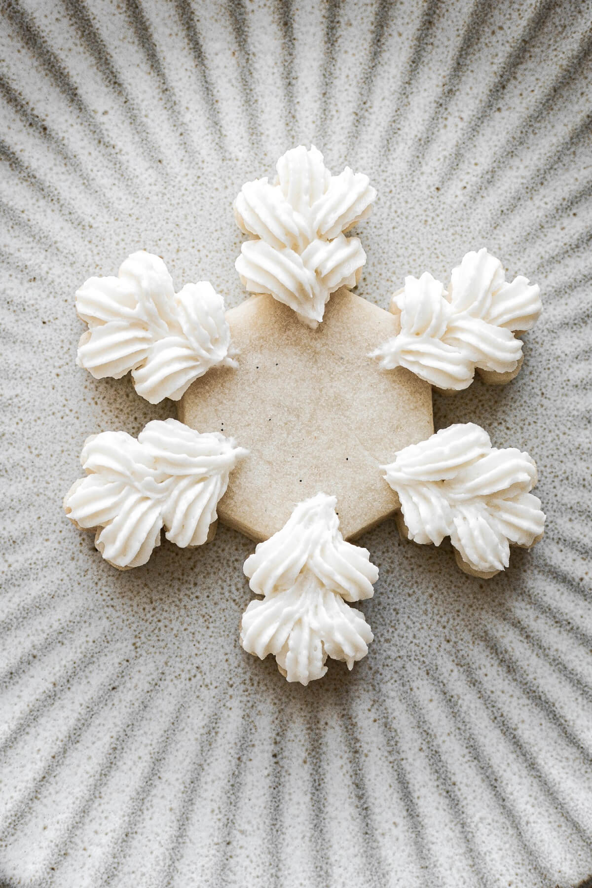 Step 5 for decorating snowflake sugar cookies.