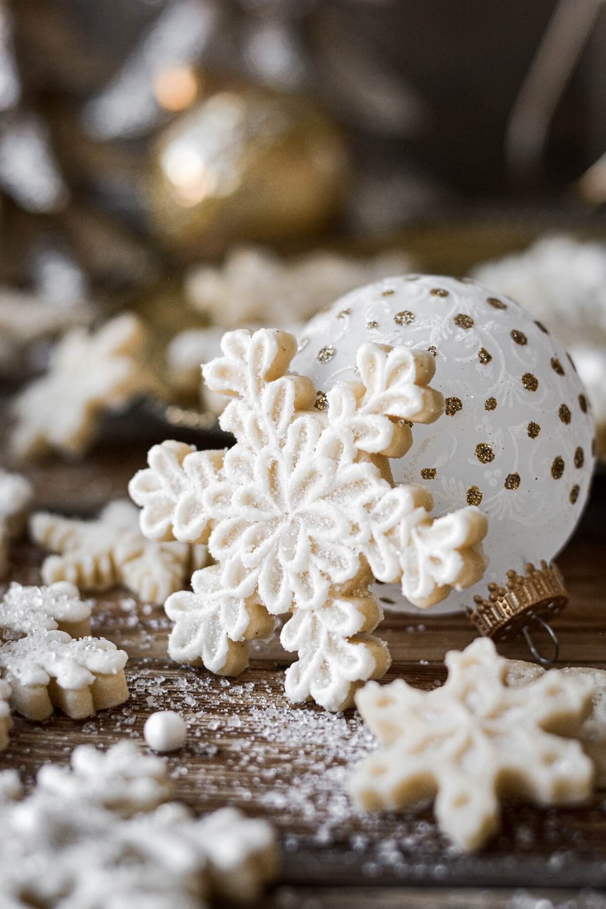 Decorated snowflake cookie.