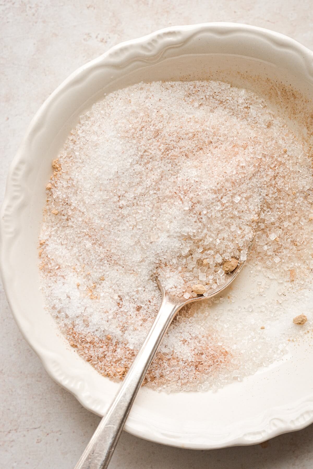 Bowl of sugar with cinnamon and ginger.