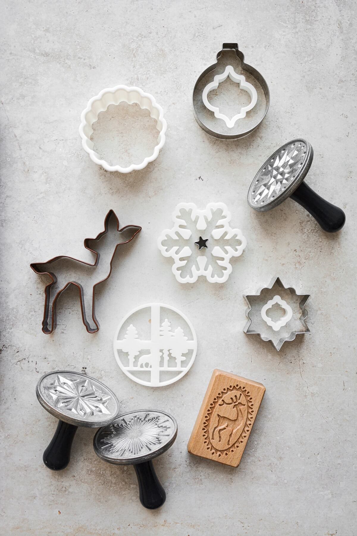 Cookie cutters and cookie stamps.