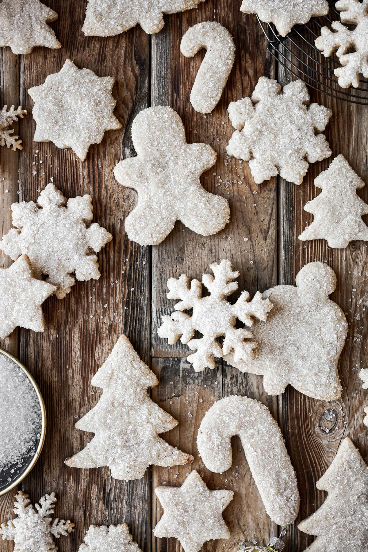 Sugar crusted Christmas cutout cookies.
