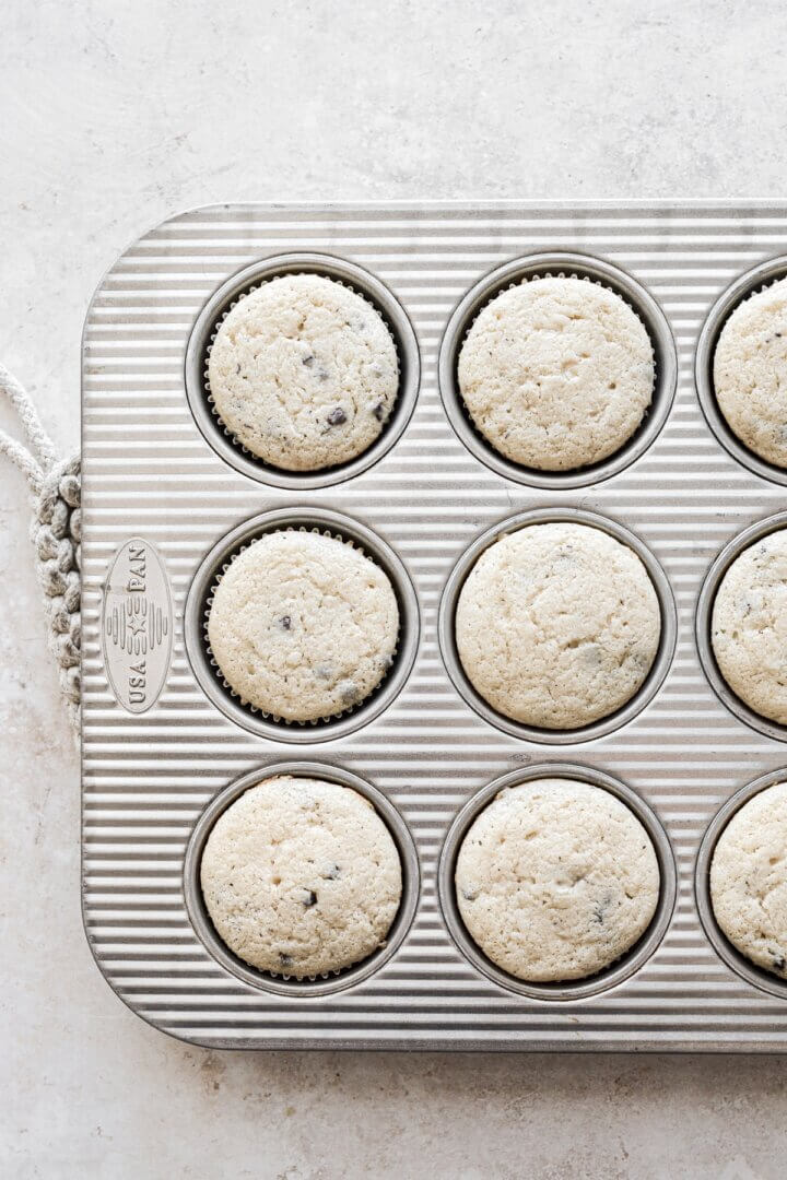 High Altitude Chocolate Chip Cookie Cupcakes - Curly Girl Kitchen
