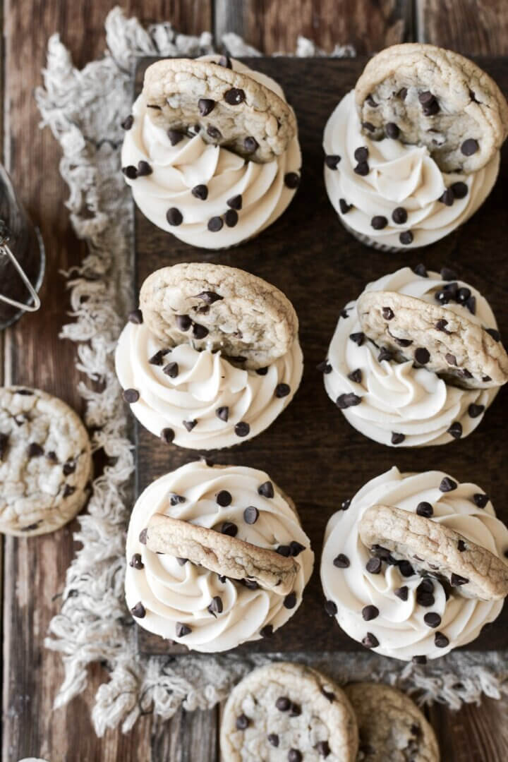 High Altitude Chocolate Chip Cookie Cupcakes - Curly Girl Kitchen
