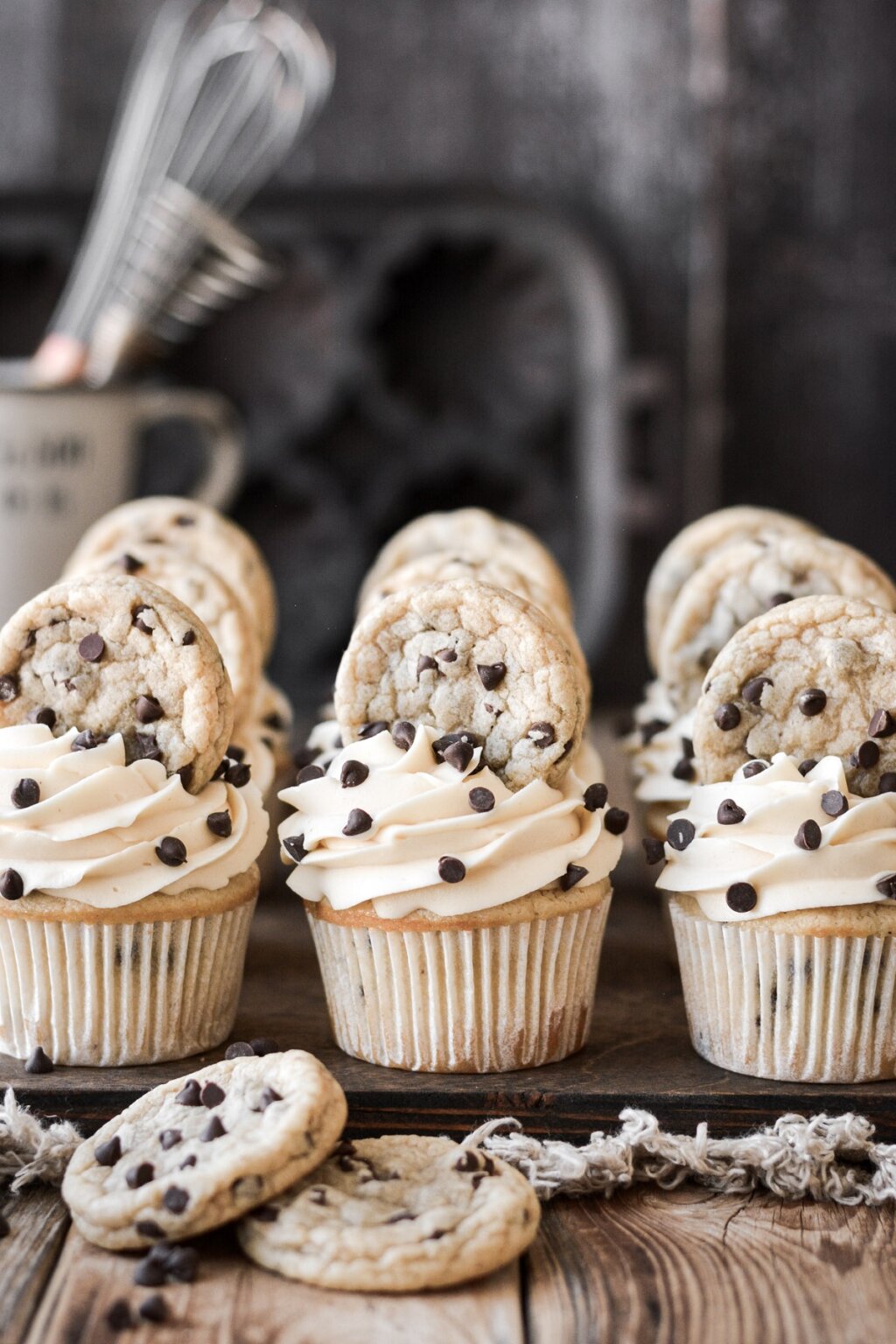 High Altitude Chocolate Chip Cookie Cupcakes - Curly Girl Kitchen