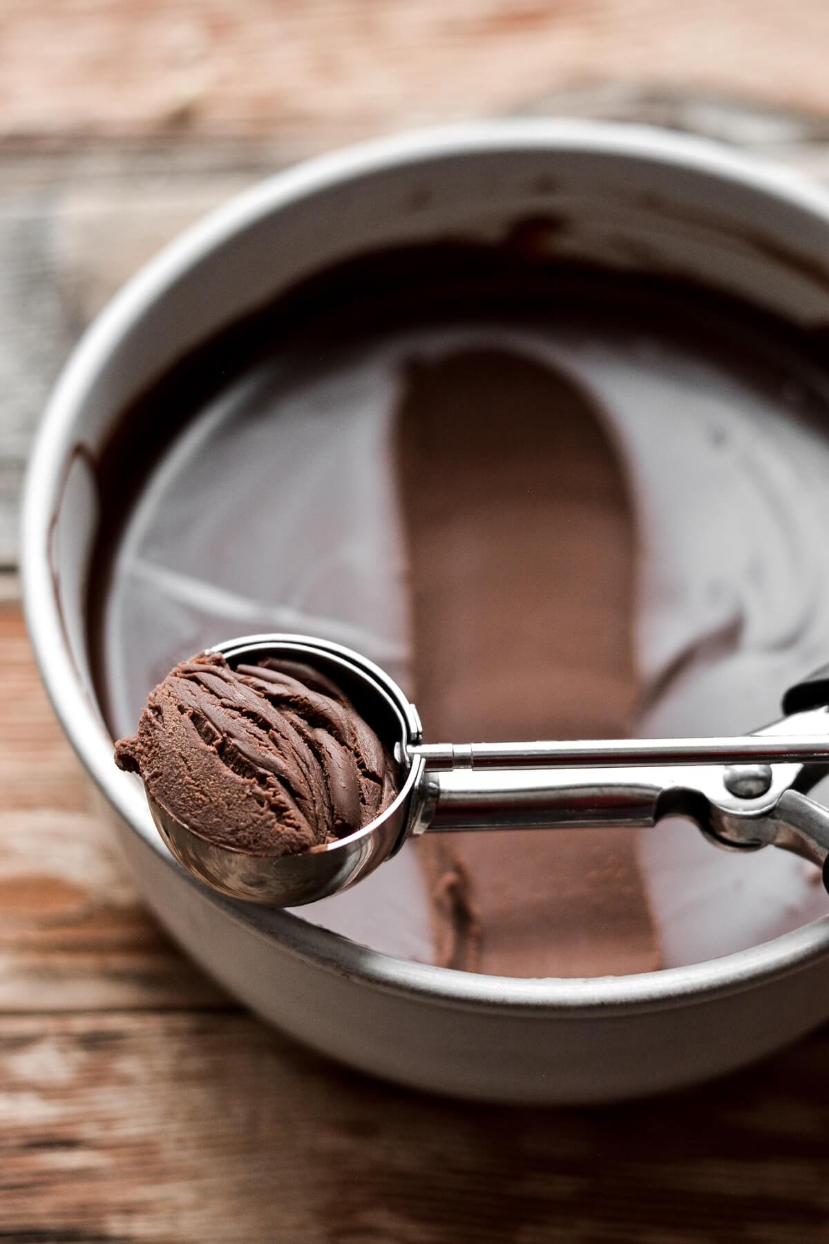 Ganache scooped with a cookie scoop.