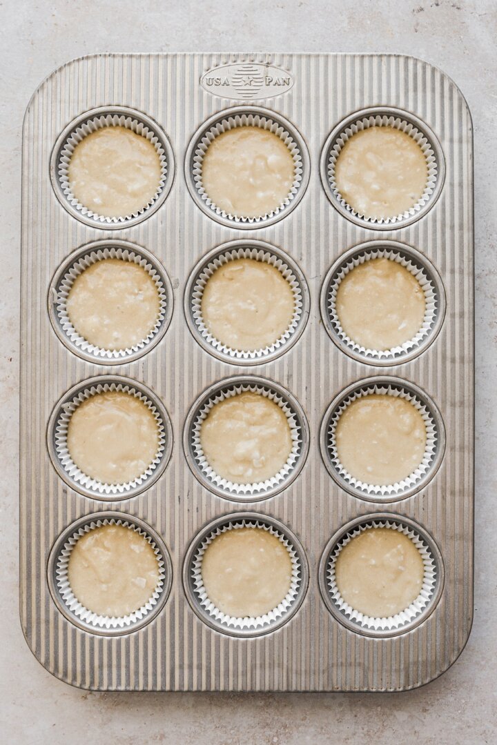 Step 7 for making coconut cupcakes.