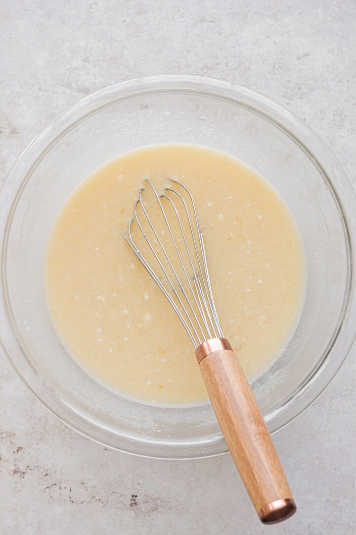Step 4 for making lemon poppy seed cake.