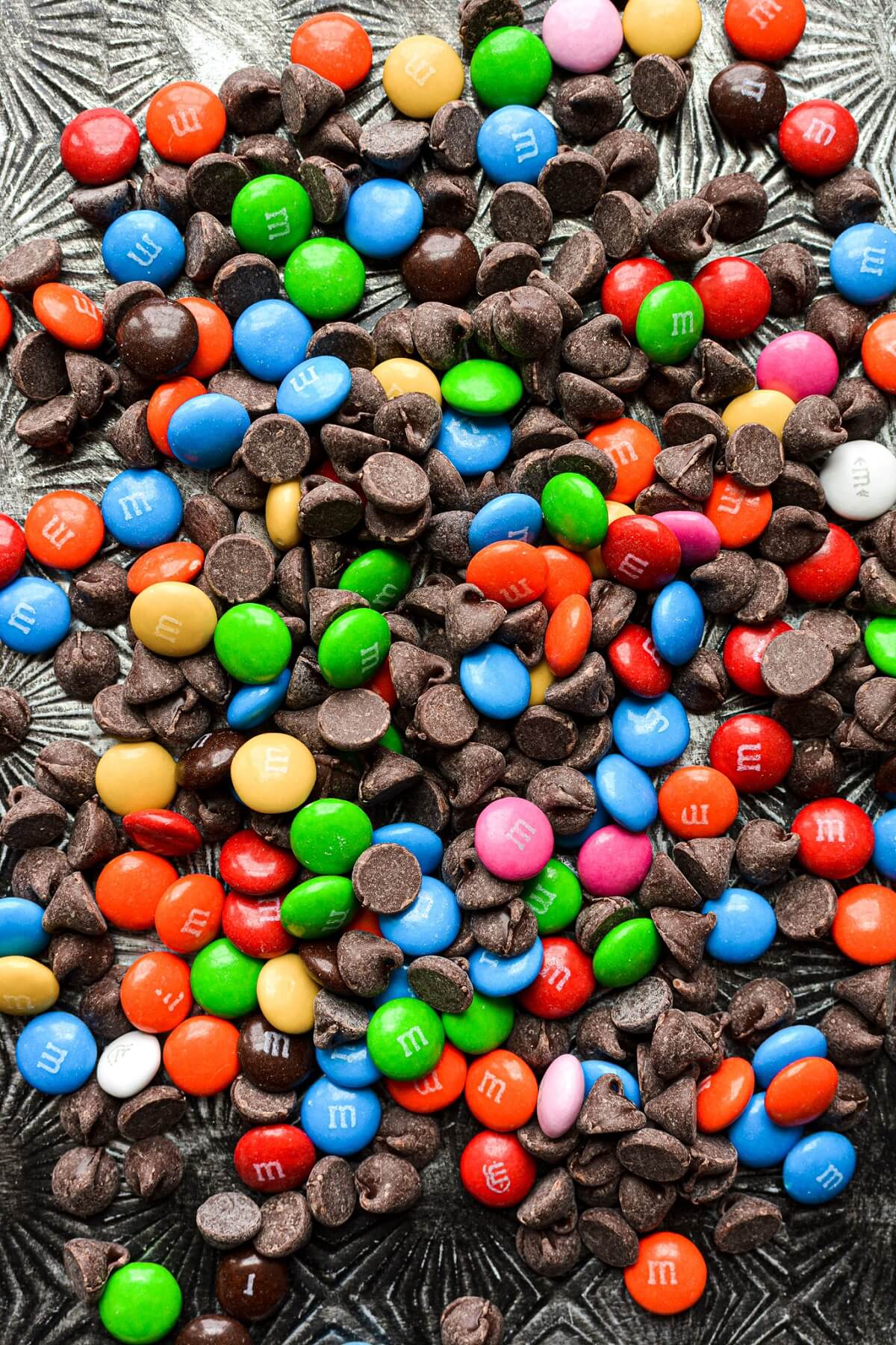 Chocolate chips and M&Ms.