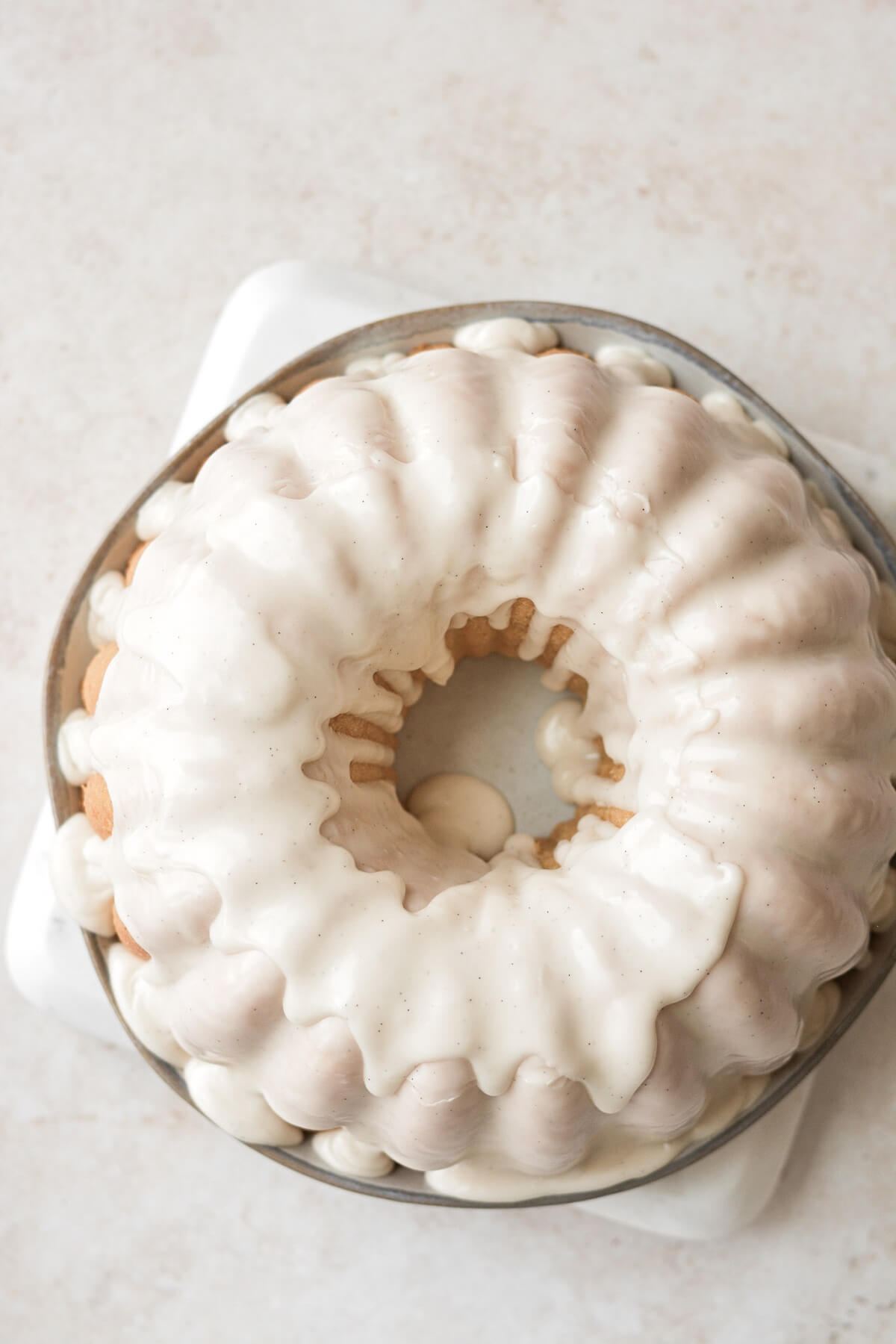 Old fashioned sour cream glazed donut cake.